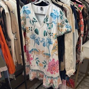 Floral V-Neck Dress with Ruffle Hem